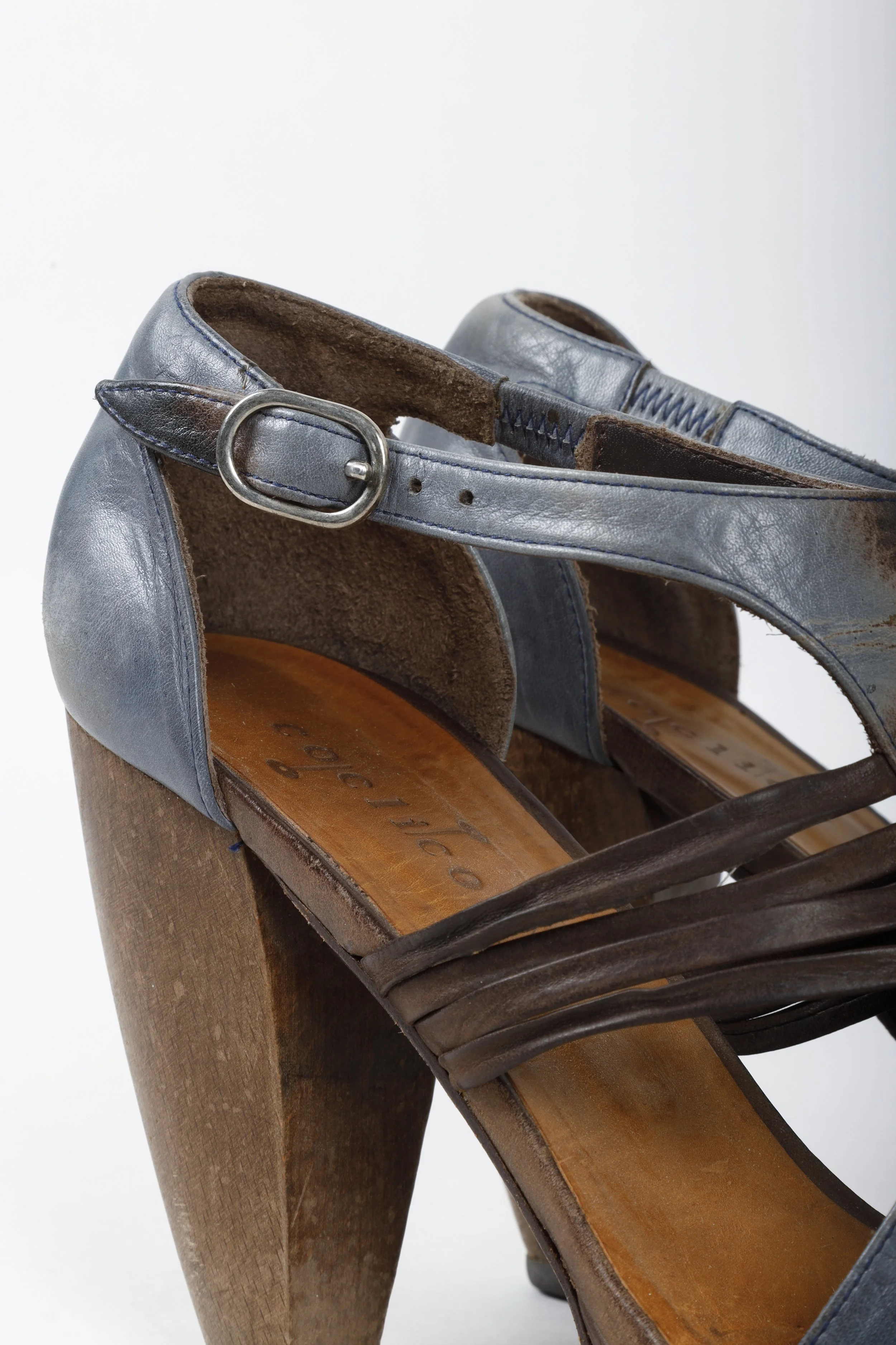 Brown wooden top heel sandals